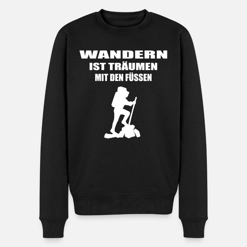 Wandern - Männer Premium Bio Pullover - Schwarz