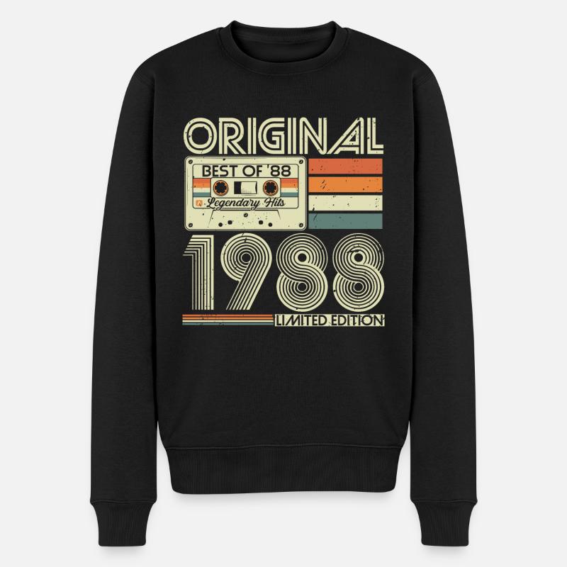 1988 Vintage Retro Jahrgang Geburtstag Geschenk - Männer Premium Bio Pullover - Schwarz