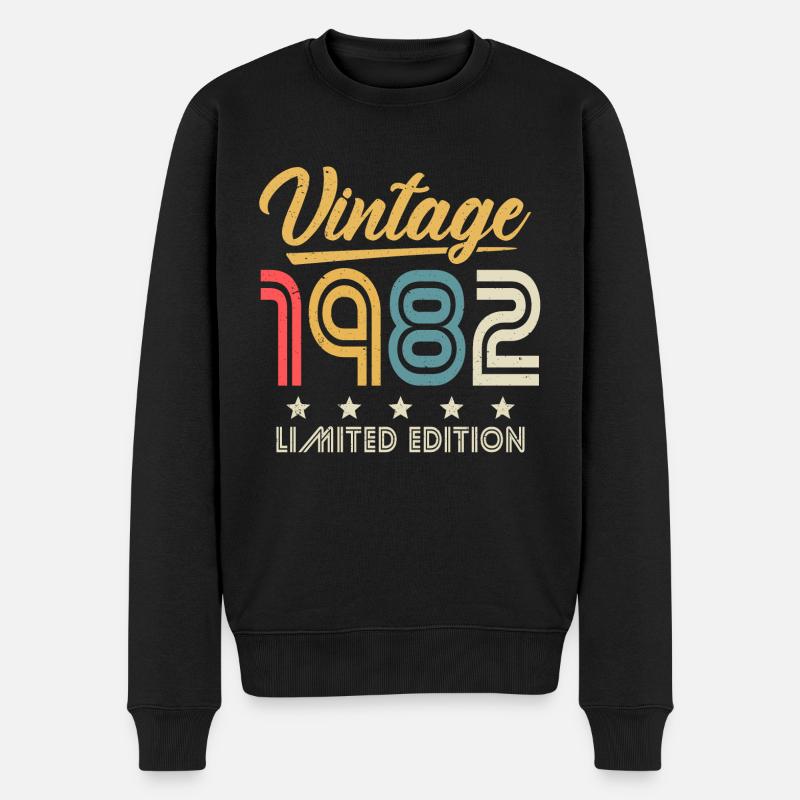 1982 Vintage Jahrgang Retro Geburtstag Geschenk - Männer Premium Bio Pullover - Schwarz