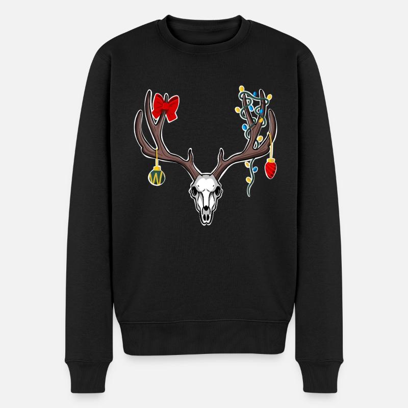 Weihnachtshirsch - Männer Premium Bio Pullover - Schwarz