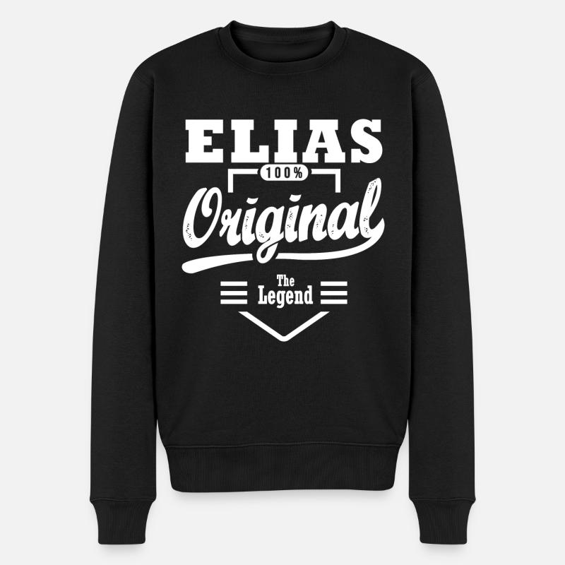 Geschenk Elias original personalisierter Vorname elias - Männer Premium Bio Pullover - Schwarz