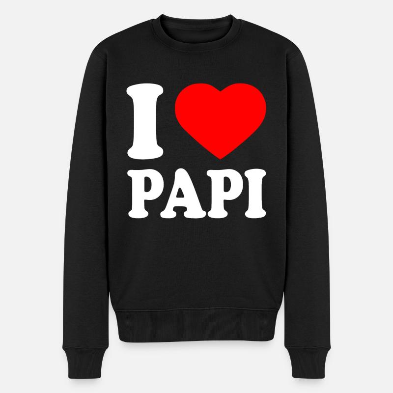 I love papi - Pull Premium bio Homme - noir