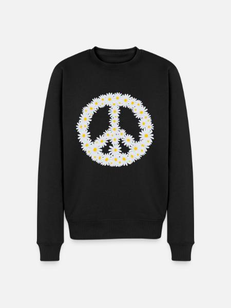 Gänseblümchen-Friedenszeichen - Männer Premium Bio Pullover - Schwarz
