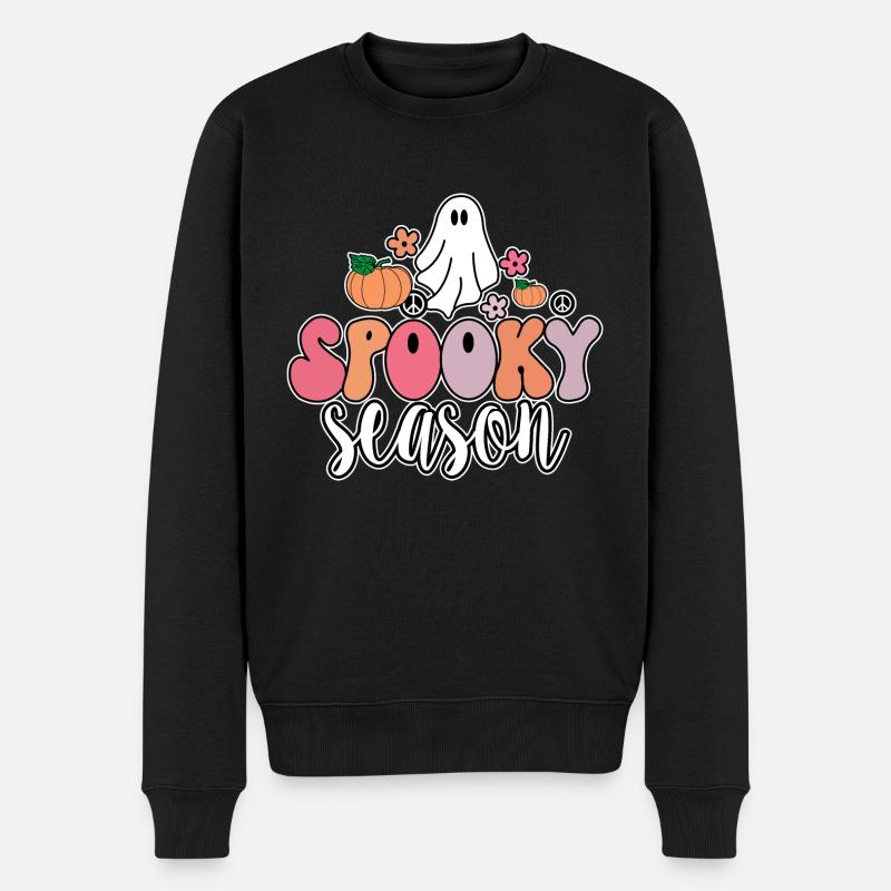 Groovy Ghost Spooky Season T-Shirt - Männer Premium Bio Pullover - Schwarz