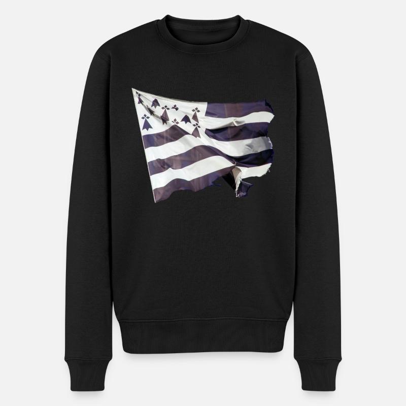 Drapeau flottant de la Bretagne - Pull Premium bio Homme - noir