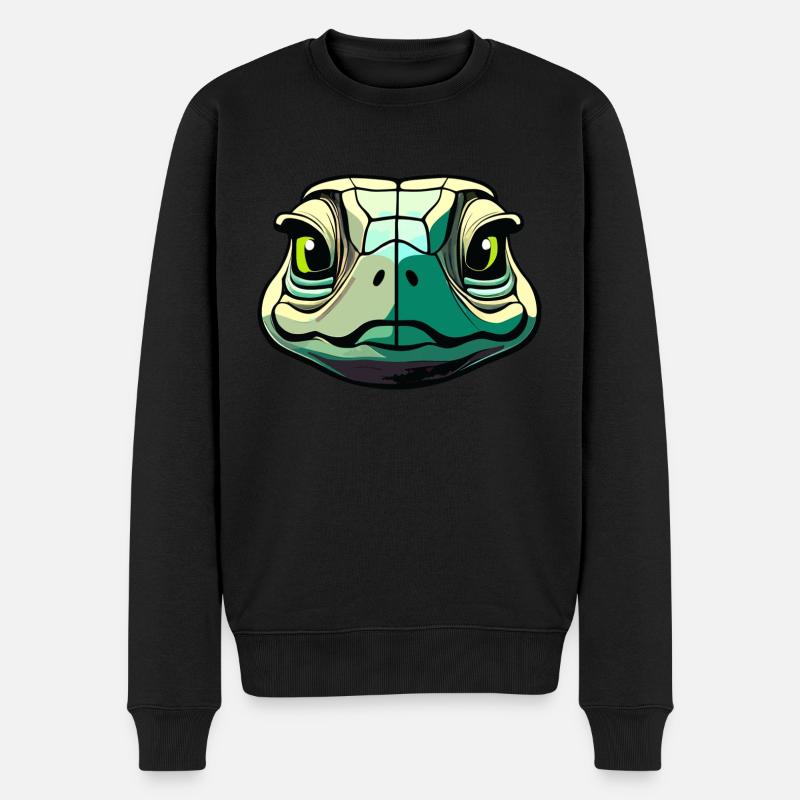 Farbiges Schildkrötengesicht im Cartoon-Stil - Männer Premium Bio Pullover - Schwarz