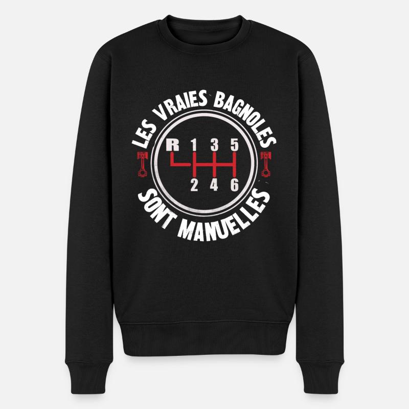 les vraies bagnoles sont manuelles - Pull Premium bio Homme - noir