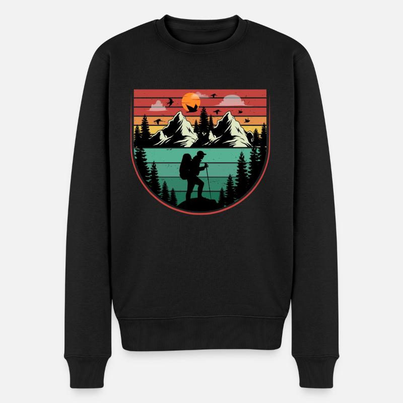 Hiking retro sunset hikers Wanderer - Pull Premium bio Homme - noir