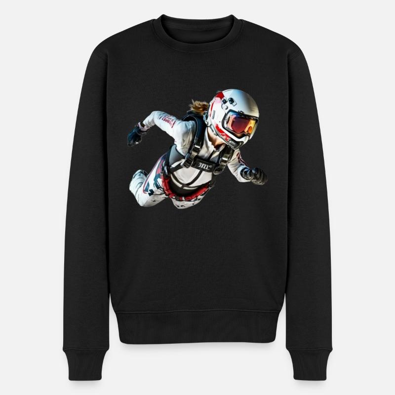 Fallschirmspringendes Mädchen - Männer Premium Bio Pullover - Schwarz