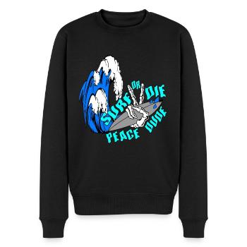 Surfer-Fans einzigartige Designs - Männer Premium Bio Pullover - Schwarz - Vorne - Nico (187cm)
