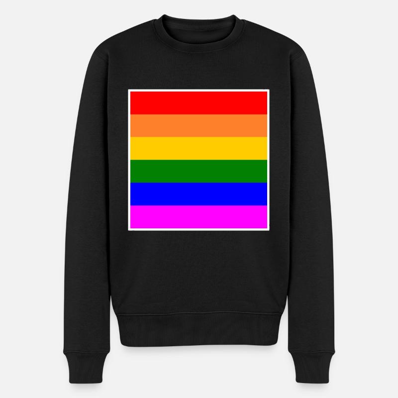 LGBT Regenbogen flagge - Männer Premium Bio Pullover - Schwarz