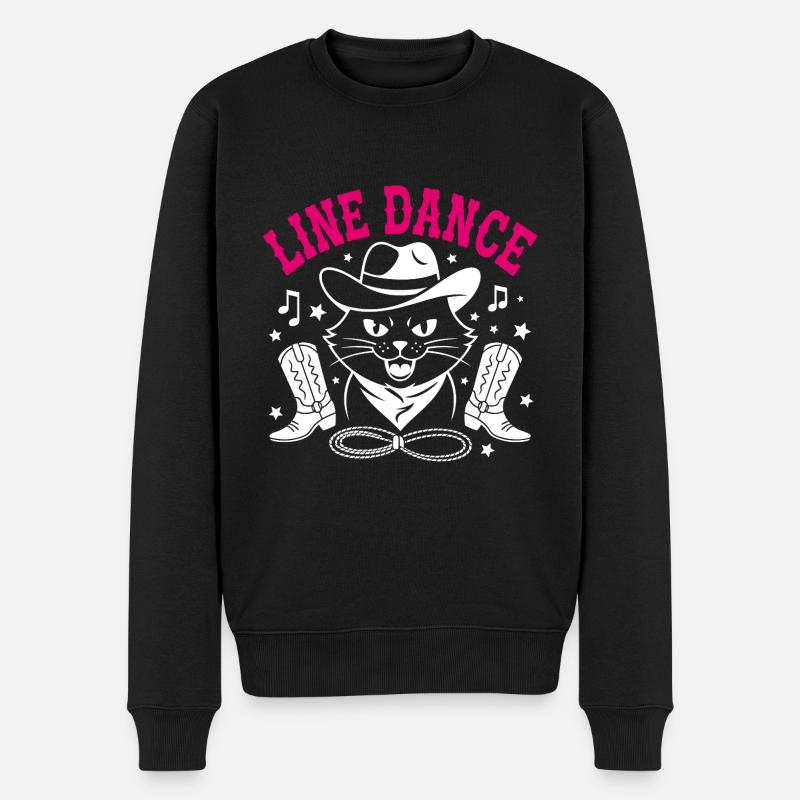 Ich liebe meine Katze und Line Dance - Männer Premium Bio Pullover - Schwarz