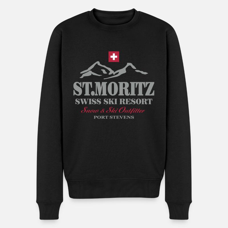 St.Moritz - Ski - Apres - Wintersport - Pull Premium bio Homme - noir