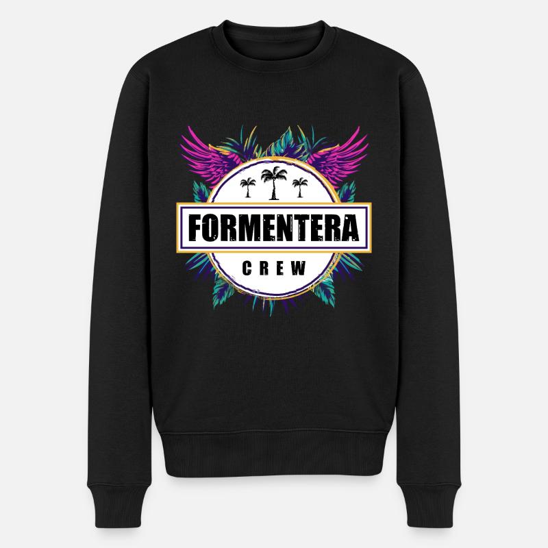 Formentera Crew Tropisch - Männer Premium Bio Pullover - Schwarz