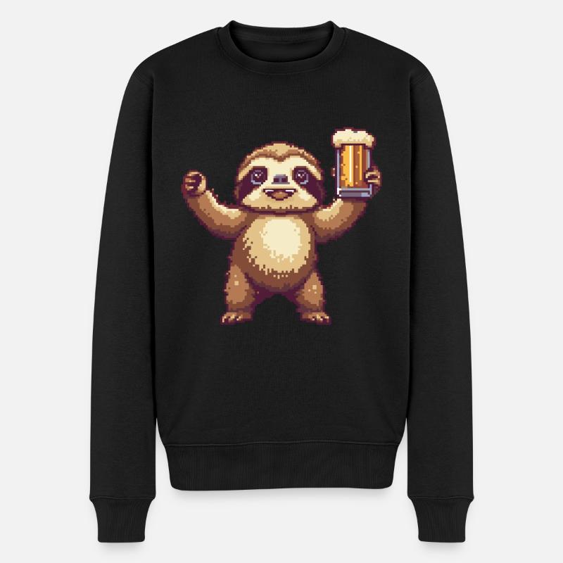 Bière Sloth Pixel - Pull Premium bio Homme - noir