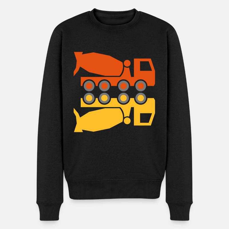 Betonmischfahrzeug und Spiegelbild - Männer Premium Bio Pullover - Schwarz
