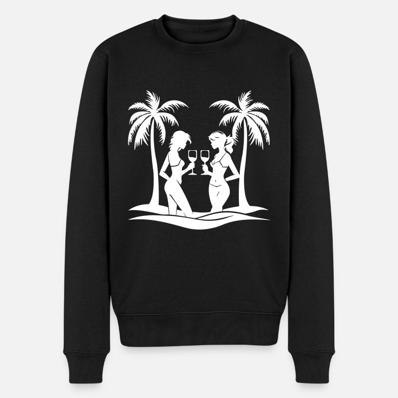 Urlaub Mädels Palmen - Männer Premium Bio Pullover - Schwarz