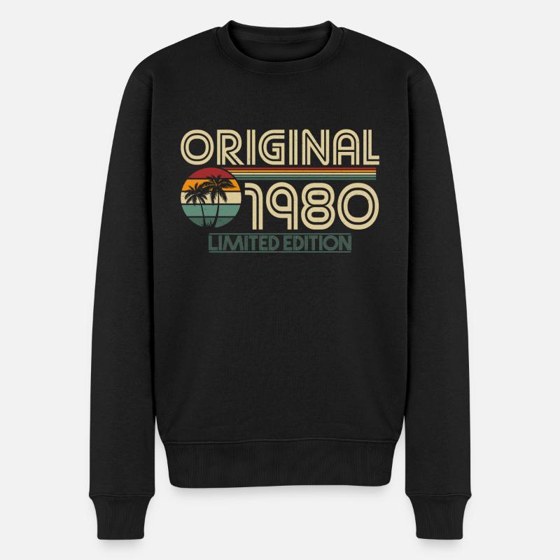 1980 geboren Vintage Retro Geburtstagsgeschenk - Männer Premium Bio Pullover - Schwarz