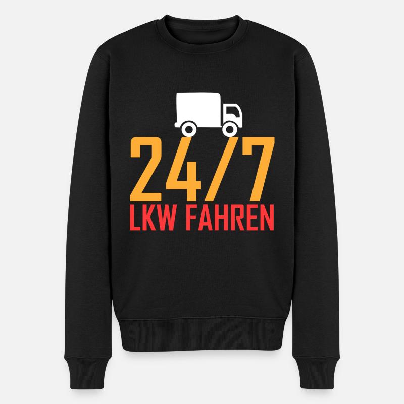 24/7 LKW fahren - Männer Premium Bio Pullover - Schwarz