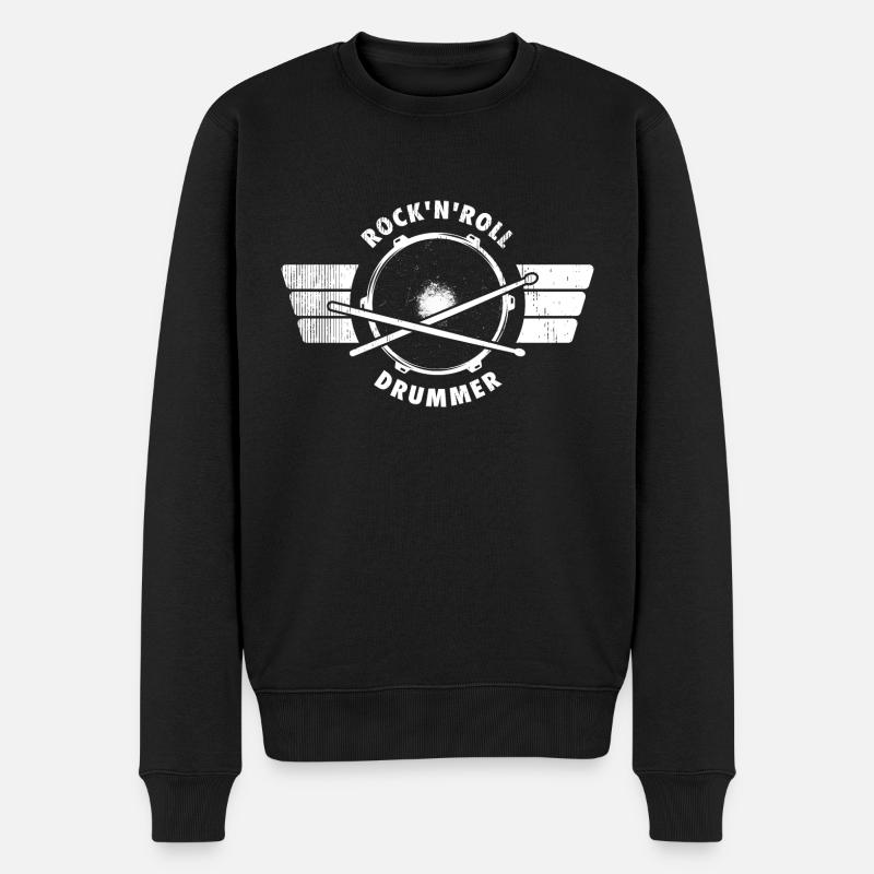 Rock'N'Roll-Schlagzeuger - Männer Premium Bio Pullover - Schwarz