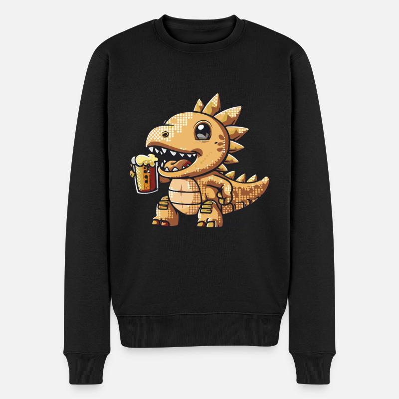 Dinosaurier stegosaurus Pixel Bier - Männer Premium Bio Pullover - Schwarz