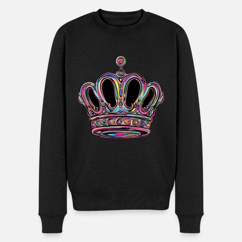 Krone Bunt - Männer Premium Bio Pullover - Schwarz