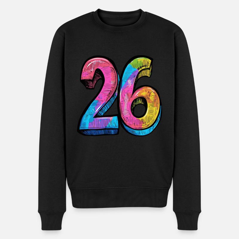 26 Zahl Bunt - Männer Premium Bio Pullover - Schwarz