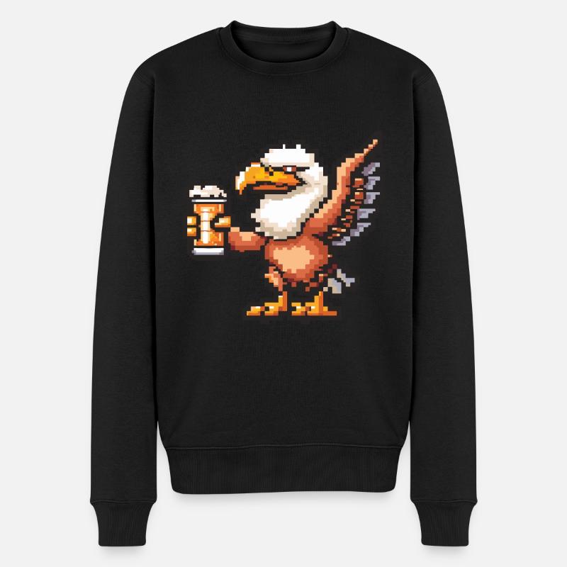 Adler Pixel Bier - Männer Premium Bio Pullover - Schwarz