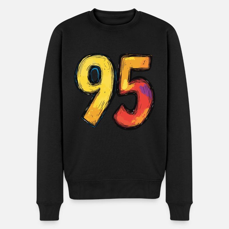 95 Zahl Bunt - Männer Premium Bio Pullover - Schwarz