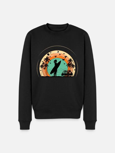 Surf retro sunset - Men's Premium Organic Jumper - black
