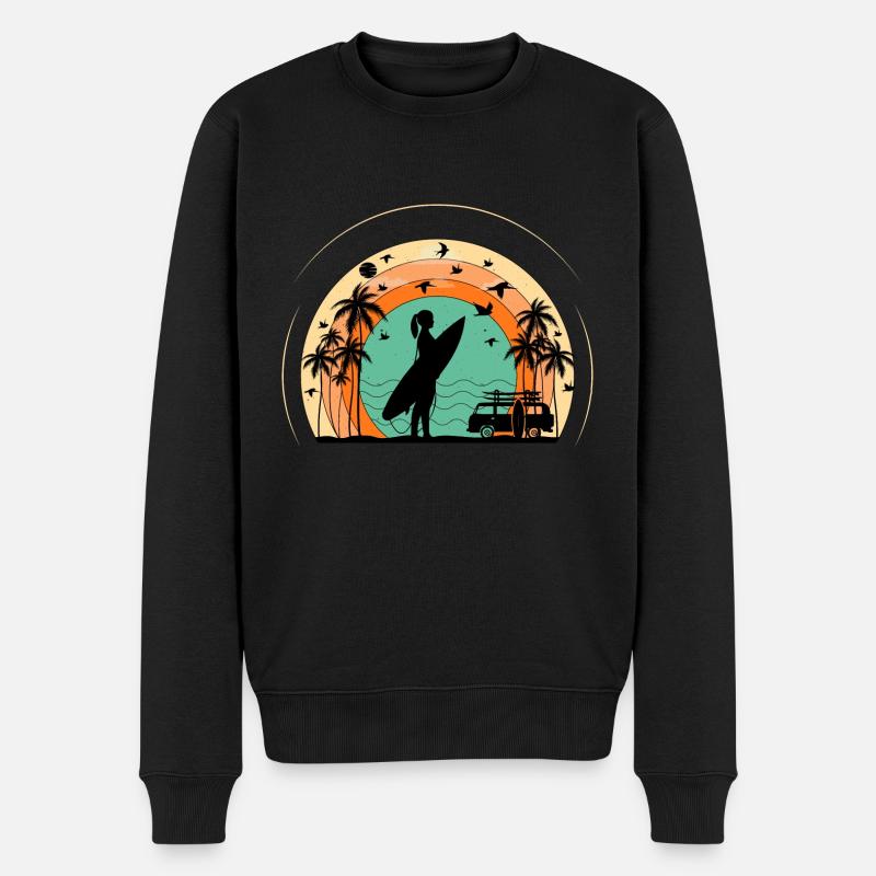 Surf retro sunset - Men's Premium Organic Jumper - black