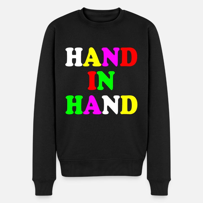Hand in hand - Männer Premium Bio Pullover - Schwarz