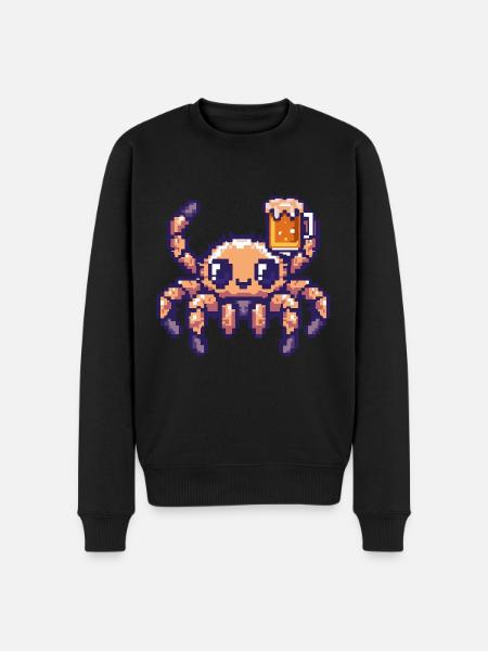 Tarantula Pixel Bier - Männer Premium Bio Pullover - Schwarz