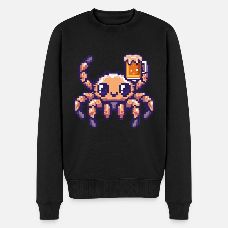 Tarantula Pixel Bier - Männer Premium Bio Pullover - Schwarz