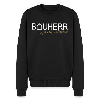 Bauherr auf dem Weg ins Traumhaus - Männer Premium Bio Pullover - Schwarz - Vorne - Nico (187cm)