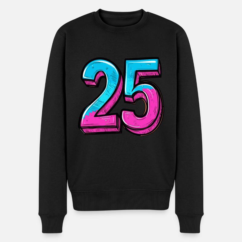 25 Zahl Bunt - Männer Premium Bio Pullover - Schwarz