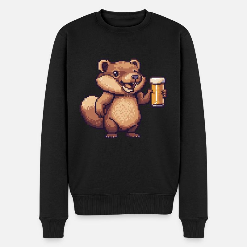 Bière Beaver Pixel - Pull Premium bio Homme - noir
