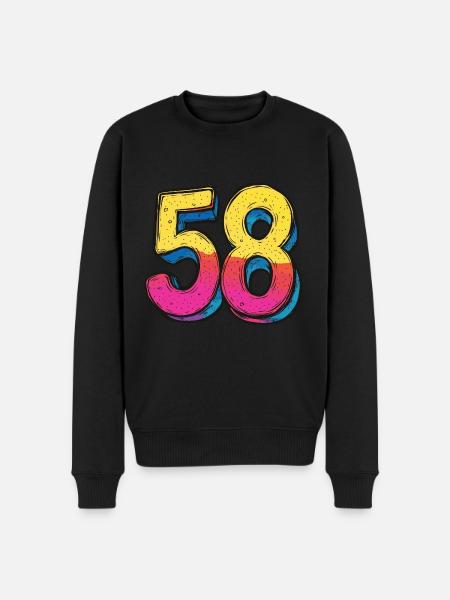 58 Zahl Bunt - Männer Premium Bio Pullover - Schwarz