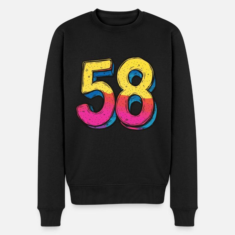 58 Zahl Bunt - Männer Premium Bio Pullover - Schwarz
