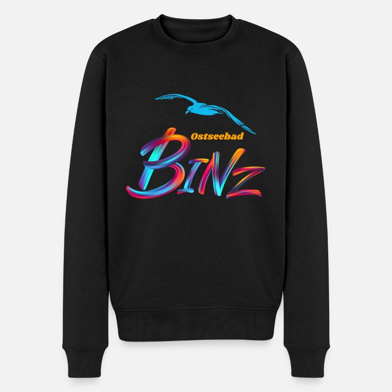 Binz-Ostseebad-Möwe - Männer Premium Bio Pullover - Schwarz