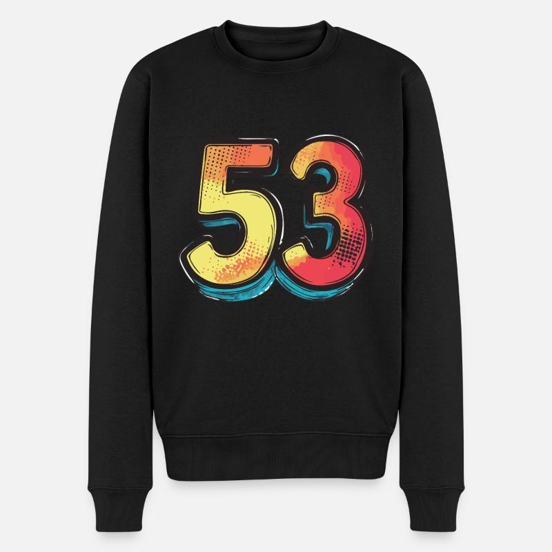 53 Zahl Bunt - Männer Premium Bio Pullover - Schwarz