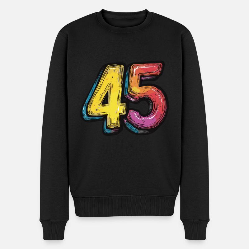 45 Zahl Bunt - Männer Premium Bio Pullover - Schwarz