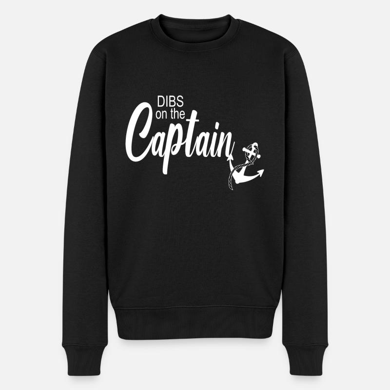 Dibs On The Captain - Lustiges Captain-Zitat - Männer Premium Bio Pullover - Schwarz