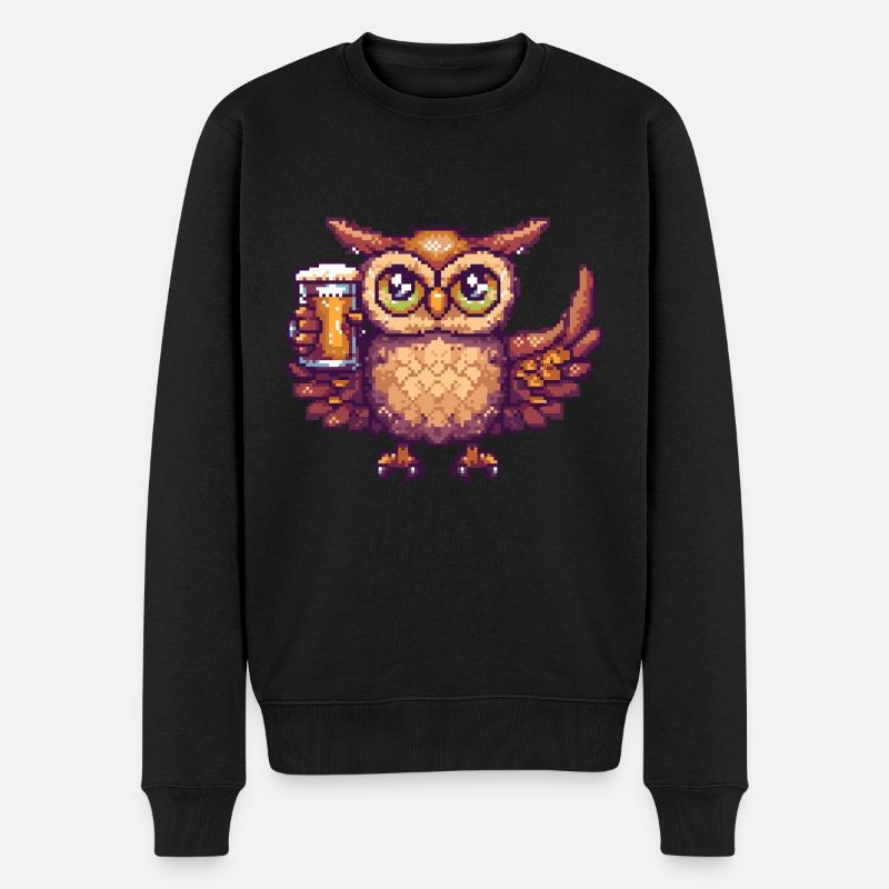 Bière Owl Pixel - Pull Premium bio Homme - noir
