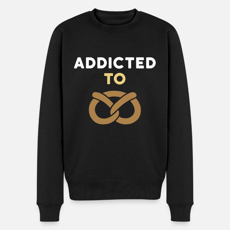 Addicted to pretzel (Brezel) - Männer Premium Bio Pullover - Schwarz