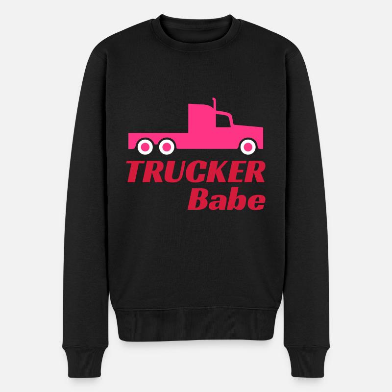 Trucker babe (Zugmaschine) - Männer Premium Bio Pullover - Schwarz