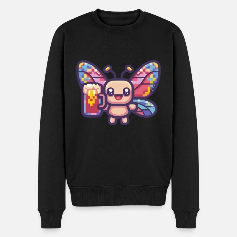 Bière Butterfly Pixel - Pull Premium bio Homme - noir