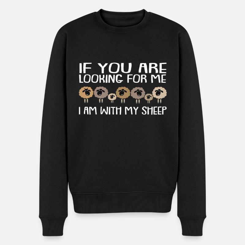 Wenn Ihr mich sucht ich bin bei meinen Schafen - Männer Premium Bio Pullover - Schwarz