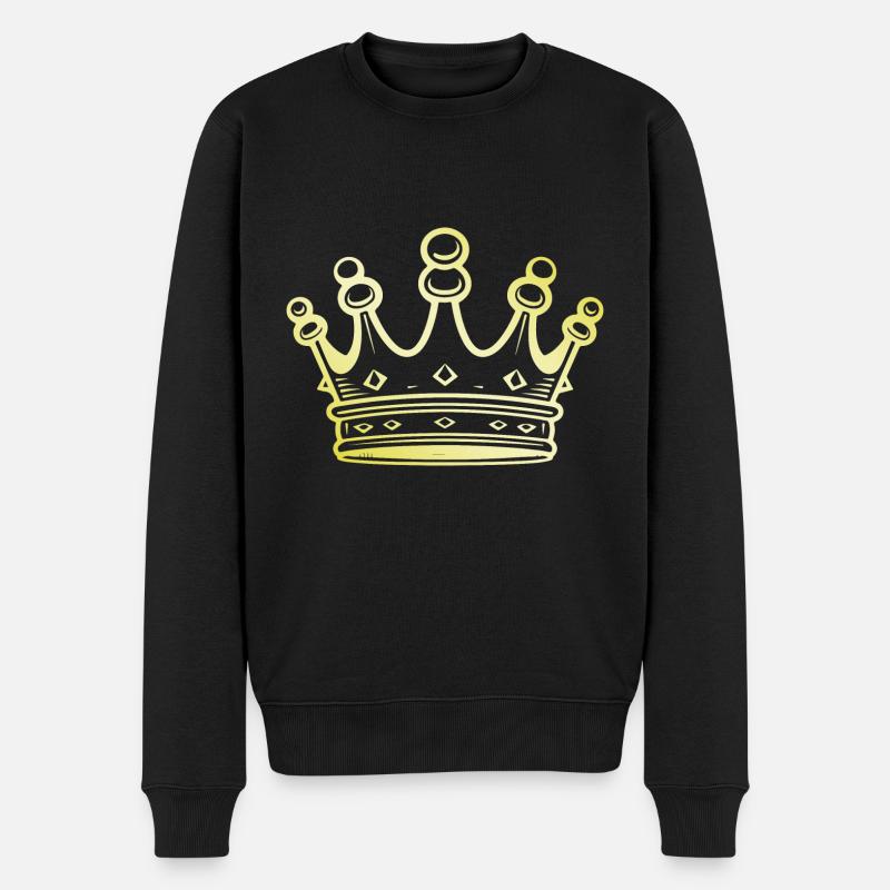 Krone Symbol Gold - Männer Premium Bio Pullover - Schwarz