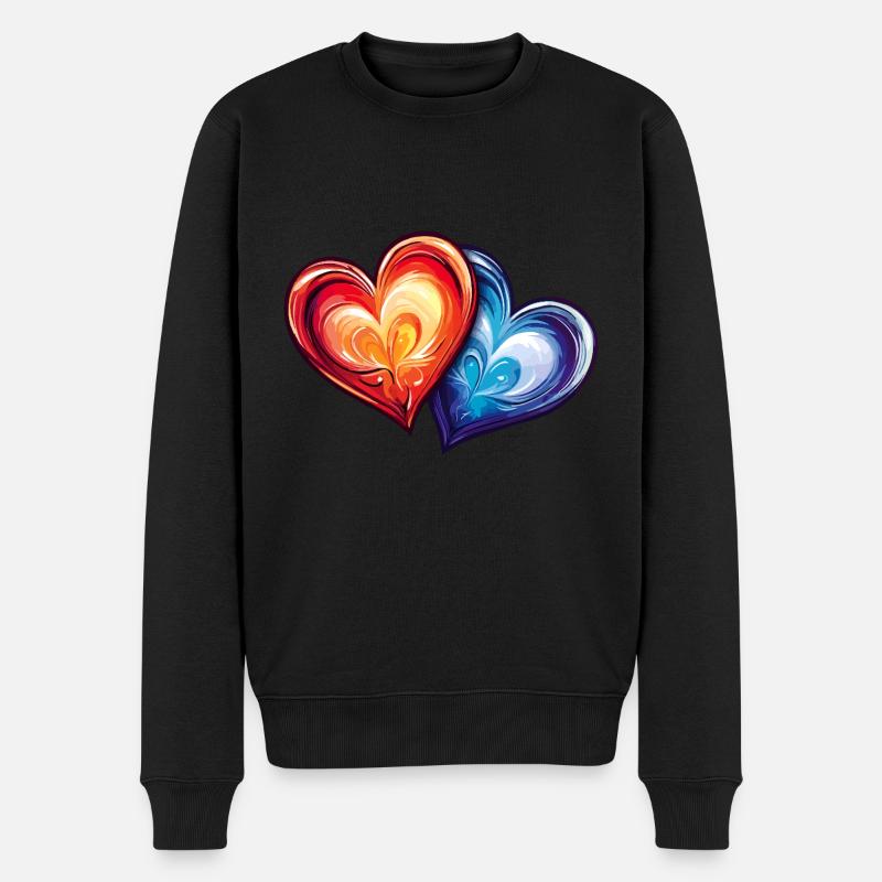 Bunte Herzen - Männer Premium Bio Pullover - Schwarz